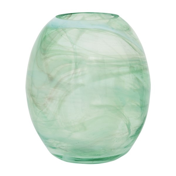 Vase Boule Verre Chamarré Blanc et Vert Nostra