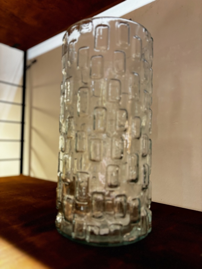 Vase Esa transparent relief motif gros verre 12.5x26