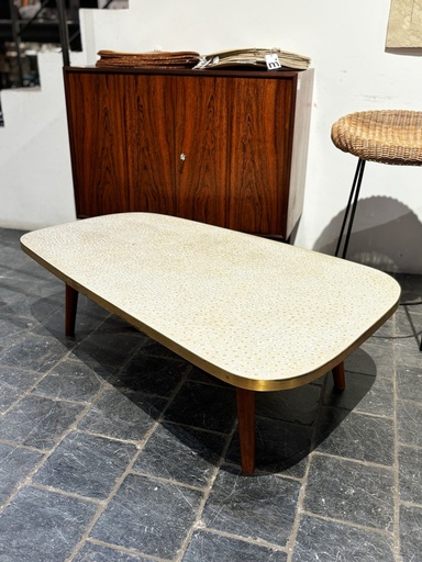 Table basse organique mosaïques écru 118x67xH35