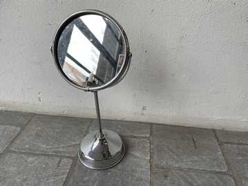 Miroir Rond sur Pied Acier Chromé